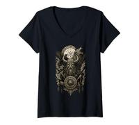 Womens Viking Odin Hugin & Munin Vegvisir Viking Gifts Wolf V-Neck T-Shirt