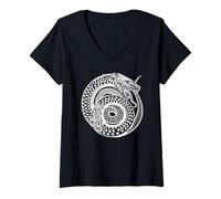 Women's Viking Saga Midgard Snake Celtic Knot Valhalla V-Neck T-Shirt