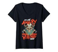 Womens Viking Shirt For Men I'm Not Angry V-Neck T-Shirt