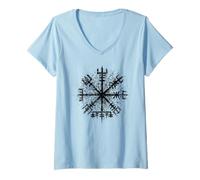 Womens Viking Vegvisir Walhalla Signpost Nordic Compass V-Neck T-Shirt