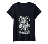 Womens Viking Woman Shield Maiden Strong Norse Spirit Wolf Pack V-Neck T-Shirt