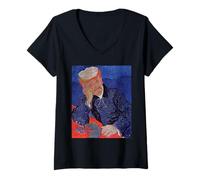 Womens Vincent Gogh Portrait of Dr Gachet 1890 Artwork V-Neck T-Shirt