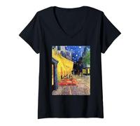 Women's Vincent Van Gogh Cafe Terrace at Night V-Neck T-Shirt