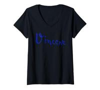 Womens Vincent Van Gogh Signature Fine Art Impressionism Painter V-Neck T-Shirt