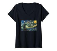 Women's Vincent Van Gogh The Starry Night V-Neck T-Shirt