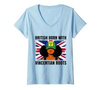 Women's Vincentian Roots British Born Girl Pride Vincent Heritage V-Neck T-Shirt