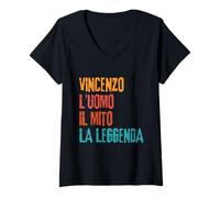 Womens Vincenzo L'Uomo Il Mito La Legend Birthday Party V-Neck T-Shirt