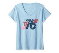 Womens Vintage 1776 Distressed USA Flag Stars and Stripes Patriotic V-Neck T-Shirt