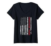 Women's Vintage 1929 97th Birthday 97 Years Old US Flag V-Neck T-Shirt