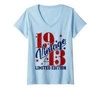 Womens Vintage 1943 Limited Edition 82nd B-Day Mens Womens Present V-Neck T-Shirt