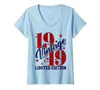 Womens Vintage 1949 Limited Edition 76th B-Day Mens Womens Present V-Neck T-Shirt