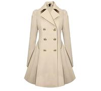 Women's Vintage 1950s Retro Statement Military Swing Trench Coat Jacket Ladies Winter Double Breasted Coat Single Long Windbreaker Coat Slim Fit Jackets (Beige1,M)