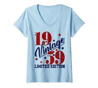 Womens Vintage 1959 Limited Edition 66th B-Day Mens Womens Present V-Neck T-Shirt