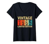 Womens Vintage 1965 Limited Edition Made Or Born In 1965 Birthday V-Neck T-Shirt
