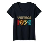Womens Vintage 1972 Funny Retro Classic Birthday Born Year 72 Style V-Neck T-Shirt