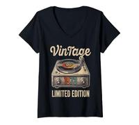 Women's Vintage 1973 Vinyl Record Player Retro V-Neck T-Shirt