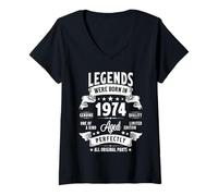 Womens Vintage 1974 51 Year Old Gifts For Men Women 51st Birthday V-Neck T-Shirt