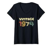 Womens Vintage 1974 Shirt Men Women 52nd Birthday V-Neck T-Shirt