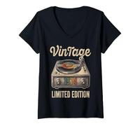 Women's Vintage 1974 Vinyl Record Player Retro V-Neck T-Shirt
