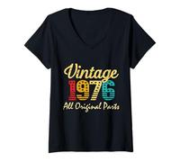 Womens Vintage 1976 Funny 49 Years Old Men and Women 49th Birthday V-Neck T-Shirt
