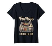 Women's Vintage 1976 Vinyl Record Player Retro V-Neck T-Shirt
