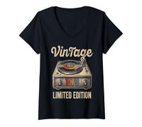 Women's Vintage 1979 Vinyl Record Player Retro V-Neck T-Shirt