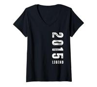 Womens Vintage 2015 Legend Birthday Fathers Day Mothers Day V-Neck T-Shirt