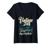 Womens VINTAGE 24H DANGER IS PART OF THE DEAL 60s motorsport fan V-Neck T-Shirt