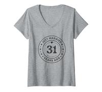 Women's Vintage 31st Wedding Anniversary Just Married 31 Years Ago V-Neck T-Shirt
