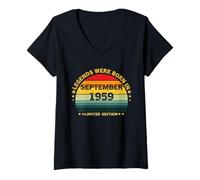 Womens Vintage 66th Birthday Legends Were Born In September 1959 V-Neck T-Shirt