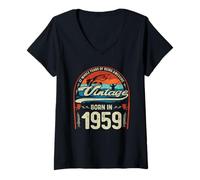 Womens Vintage 67th Birthday 67 Year-Old Fishing Lovers Born 1959 V-Neck T-Shirt