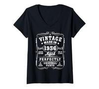 Womens Vintage 69 Birthday Decorations Men 69yr 1956 69th Birthday V-Neck T-Shirt