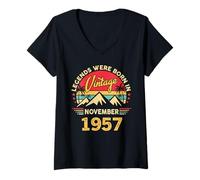 Womens Vintage 69th Birthday Legends were Born in November 1956 V-Neck T-Shirt