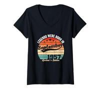 Womens Vintage 69th Birthday Legends Were Born In September 1956 V-Neck T-Shirt