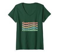 Women's Vintage 70's Algeria Hippie City - Retro Constantine V-Neck T-Shirt, Dark Green, Small