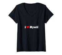 Womens Vintage 70s I Heart Myself V-Neck T-Shirt