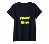 Women's Vintage 70s Stayin' Alive V-Neck T-Shirt