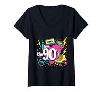 Womens Vintage 90s Party Outfit Men Women Eighties I Love The 90s V-Neck T-Shirt