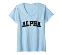 Women's Vintage Alpha Distressed Bold Motivational Identity V-Neck T-Shirt