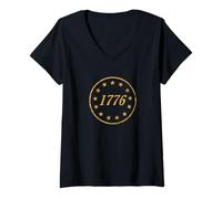 Womens Vintage American 13 Stars in a Circle 1776 USA Pride Symbol V-Neck T-Shirt