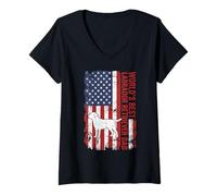 Women's Vintage American Flag World's Best Labrador Retriever Dad V-Neck T-Shirt