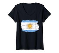 Women's Vintage Argentina Flag for Argentinian Gift V-Neck T-Shirt