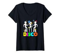 Women's Vintage Back to The 80s Retro Boombox Roller Skate Disco V-Neck T-Shirt