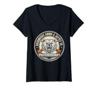 Women's Vintage Backwoods Ammo Roaring Bear Hunter V-Neck T-Shirt