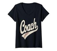 Womens Vintage Baseball Coach V-Neck T-Shirt