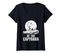 Womens Vintage Be The Capybara Riding Gato fun V-Neck T-Shirt