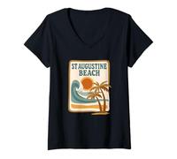 Womens Vintage Beach in Ancient City | St Augustine Beach Florida V-Neck T-Shirt
