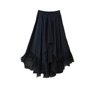 Women's Vintage Beach Skirt, Asymmetrical Wrap Skirt with Fishnet Inserts High Waist Trapeze Pleated Loose Umbrella Style Skirt