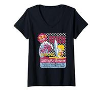 Women's Vintage Beach Surfing Waiting for The Wave V-Neck T-Shirt