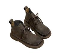 Womens Vintage Boots, New Thick Bottom Short Boots With Round Toe Ankle Lace-Up Flat Heel Shoe Casual Soft Flat Booties Uk Retro Fashion Shoes For Winter Lightweight Soft Boot